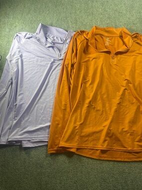 RealEssentials Women's Long-Sleeve Quarter-Zip Tops in Light Purple & Orange